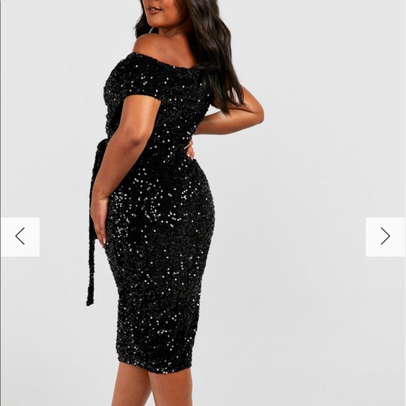 BooHoo Plus Sequin wrap dress - Picture 4 of 6